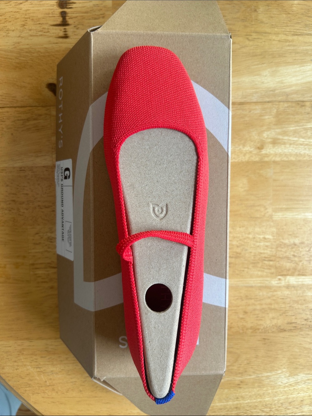 Rothy's The Max Square - Red Knit Mary Jane Flat with Elastic Strap